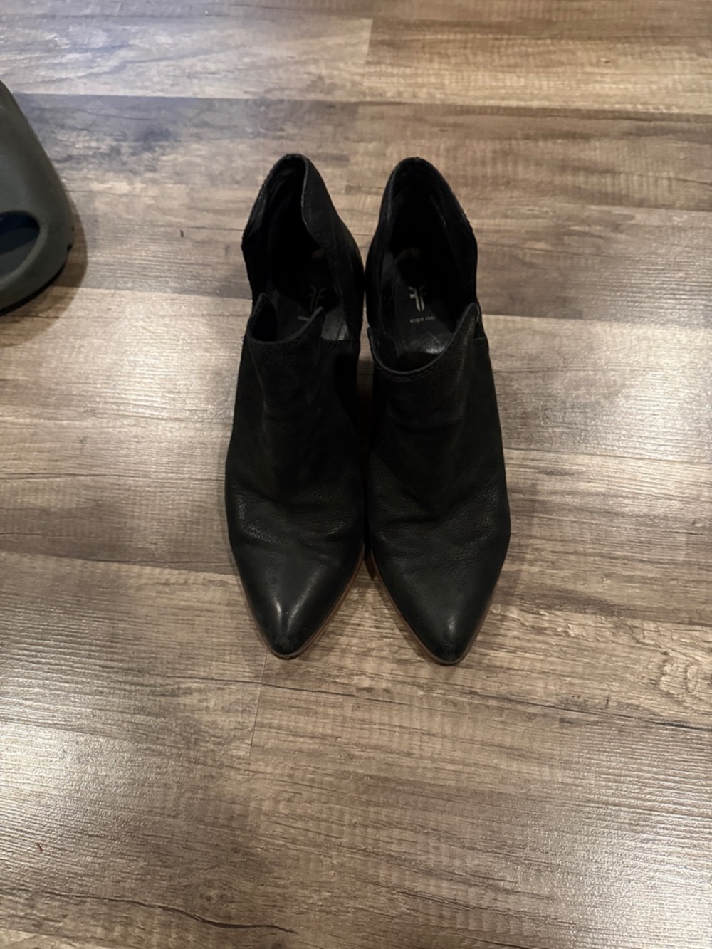 Frye Black Pointed Leather Ankle Booties